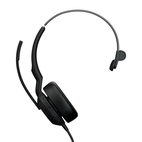 Jabra Evolve2 50 MS Mono - Micro-casque - sur-oreille - filaire - Suppresseur de bruit actif - USB-C - noir - certifié Zoom, Certifié pour Microsoft Teams, Cisco Webex Certified, Certifié Alcatel-Lucent, Certifié Unify, Certifié Google Meet, Certifié Amaz 