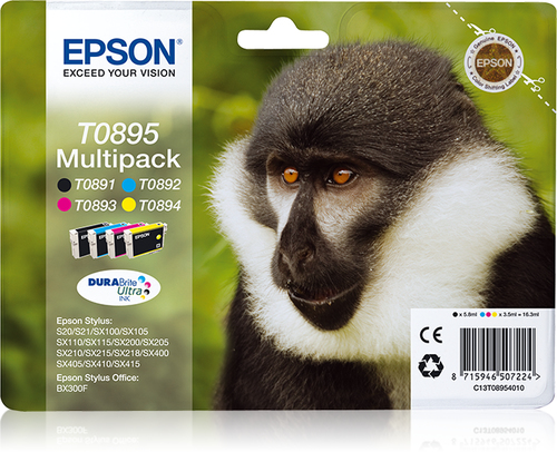 EPSON Ink/T0895 Monkey 3.5ml CMY 5.8ml BK SEC - disponible 15 jours