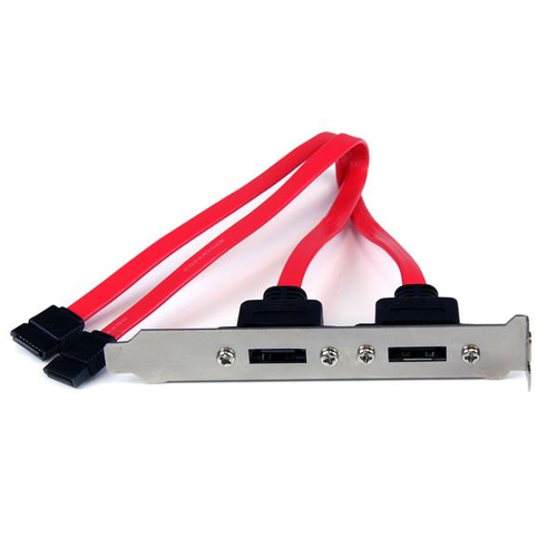 StarTech.com Support 2 SATA vers 2 Ports eSATA - Plaque d'Adaptation - 2x SATA Receptacle - 2x eSATA Plug - Panneau SATA interne vers externe - Serial ATA 150/300/600 - SATA (F) pour eSATA (M) - 30 cm - rouge - pour P/N: S251SMU33EP, S351BMU33ET, S351BMU3
