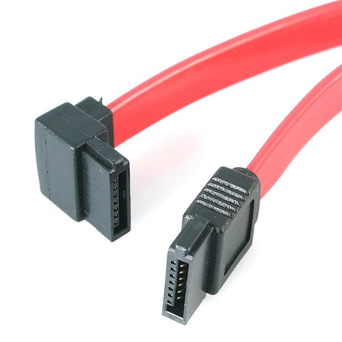 StarTech.com Câble Serial ATA SATA vers SATA à angle gauche 15 cm - Câble SATA - Serial ATA 150/300/600 - SATA (R) pour SATA (R) - 15.2 cm - connecteur à angle gauche - rouge - pour P/N: 25S22M2NGFFR, 25SAT22MSAT, S322M225R, SAT2M2NGFF25, SAT32M225, SAT32 