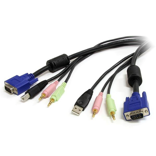StarTech.com Câble pour switch KVM VGA avec USB, audio stéréo et microphone 3,5 mm - 1,80 m - Câble clavier/vidéo/souris/audio - USB, HD-15 (VGA), mini-phone stereo 3.5 mm (M) pour HD-15 (VGA), mini-phone stereo 3.5 mm, USB type B (M) - 1.8 m - pour P/N: 