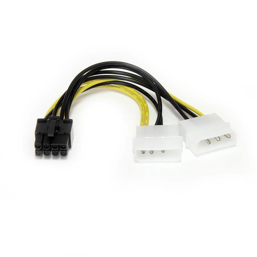 StarTech.com Câble adaptateur d'alimentation LP4 vers carte vidéo Express PCI 8 broches de 15 cm - Adaptateur secteur - alimentation interne 4 plots (M) pour Alimentation PCIe de 8 broches (M) - 15.3 cm 