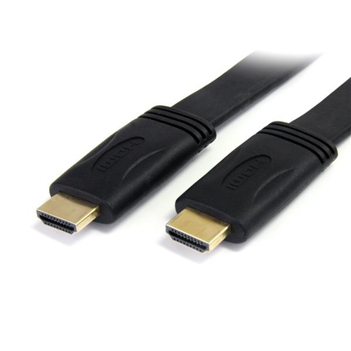 StarTech.com Câble plat HDMI haute vitesse Ultra HD 4K x 2K avec Ethernet de 5m - Cordon HDMI vers HDMI - Mâle / Mâle - Noir - Câble HDMI avec Ethernet - HDMI mâle pour HDMI mâle - 5 m - blindé - noir