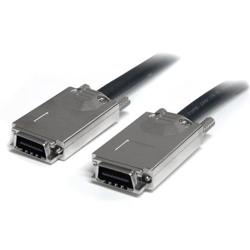 StarTech.com Câble Infiniband SFF-8470 de 2 m - Câble SAS externe SFF-8470 vers SFF-8470 - 2x (4x) Infiniband SAS SFF-8470 - 2 mètres - Câble externe SAS - Conformité TAA - SAS 6Gbit/s - 4 voies - 4 x InfiniBand (P) pour 4 x InfiniBand (P) - 2 m - vis mol