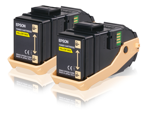 Epson Double Pack - Pack de 2 - jaune - original - cartouche de toner - pour Epson AL-C9500DN, AcuLaser C9300D2TN, C9300D3TNC, C9300DN, C9300DTN, C9300N, C9300TN