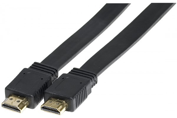 Cordon HDMI haute vitesse plat noir  - 2,0m 