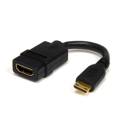 StarTech.com Câble HDMI haute vitesse 13 cm - HDMI vers HDMI Mini - F/M - Adaptateur HDMI - HDMI femelle pour 19 pin mini HDMI Type C mâle - 1.3 cm - blindé - noir - pour P/N: HDMM30CM