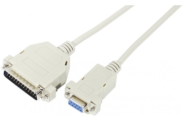 Cordon série Null Modem DB9F à DB25M - 1,80m 