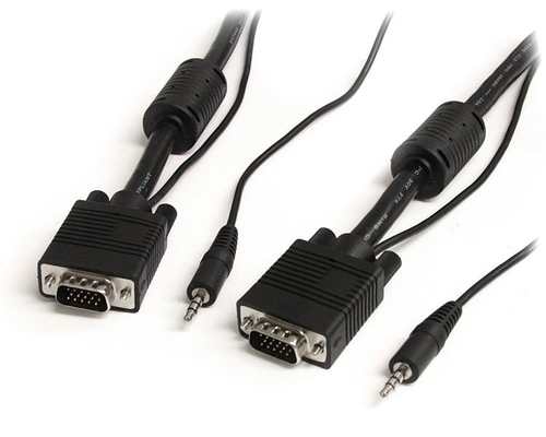 StarTech.com Cable video coaxial pour ecran VGA haute resolution 2 m avec audio HD15 M/M - Câble VGA - HD-15 (VGA), mini-phone stereo 3.5 mm (M) pour HD-15 (VGA), mini-phone stereo 3.5 mm (M) - 2 m - moulé, vis moletées - noir 