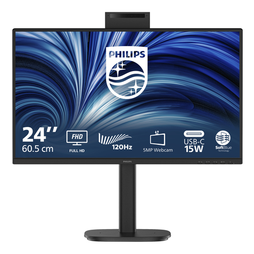 Philips 24B2N3200JH - 3000 Series - écran LED - 24" (23.8" visualisable) - 1920 x 1080 Full HD (1080p) @ 120 Hz - IPS - 1500:1 - HDMI, VGA, DisplayPort - haut-parleurs - noir 