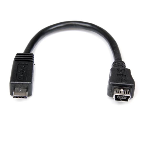 StarTech.com Cable adaptateur Micro USB vers Mini USB de 15 cm - M/F - Adaptateur USB - mini USB type B (F) pour Micro-USB de type B (M) - USB 2.0 - 15.24 cm - noir - pour P/N: USB2PCARBK, USB2PCARBKS, USBEXTAA10BK, USBEXTAA6BK, USBLT2PCARW, USBUB2PCARB 