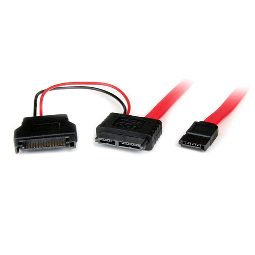 StarTech.com Câble adaptateur de 50 cm Slimline SATA femelle vers SATA avec alimentation SATA - Câble SATA - Serial ATA 150/300/600 - SATA Slimline (F) pour SATA, alimentation SATA - 50 cm - rouge 
