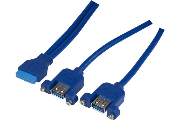 2 ports USB 3.0 Type A pour châssis - Carte Mère DIP 19 pts 