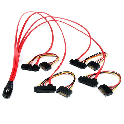 StarTech.com Cable Mini SAS Serial Attached SCSI interne 50 cm - SFF-8087 vers 4 SFF-8482 - Câble interne SAS - SAS 6Gbit/s - 4i Mini MultiLane 36 broches (P) pour alimentation SATA, SAS 29 broches internes (SFF-8482) - 50 cm - rouge 
