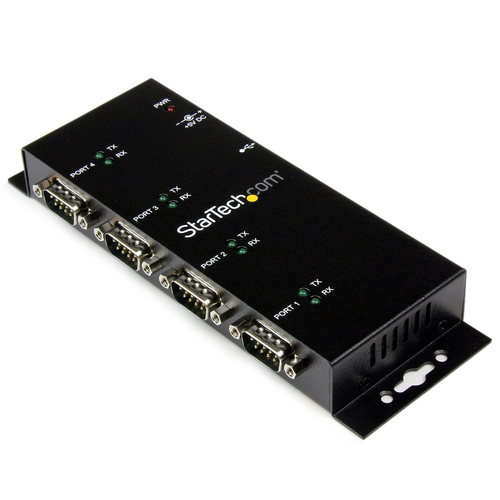StarTech.com Hub adaptateur USB vers série DB9 RS232 4 ports ? Montage sur rail DIN industriel et mural - Adaptateur série - USB 2.0 - RS-232 x 4 - noir - disponible 24 / 48h 