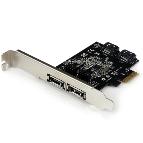 StarTech.com Carte contrôleur PCI Express avec 2 ports SATA III interne et  2 ports eSATA externe - Adaptateur eSATA / SATA - Contrôleur de stockage - 2 Canal - SATA 6Gb/s / eSATA 6Gb/s - profil bas - PCIe x1 - pour P/N: S251SMU33EP, S3520BU33ER, S355BU33 