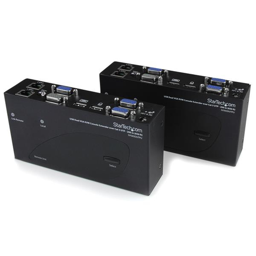StarTech.com Switch Commutateur KVM USB VGA double 200m 2 x cable UTP Cat 5 -Transmetteur KVM Extendeur de console - Rallonge KVM - plus de CAT 5 - jusqu'à 200 m - pour P/N: SVA12M2NEUA, SVA12M5NA 