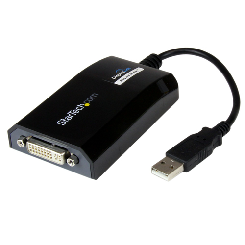 StarTech.com Adaptateur USB vers DVI - Carte vidéo USB externe pour PC et MAC - 1920 x 1200 - Adaptateur USB/DVI - USB (M) pour DVI-I (F) - USB 2.0 - 27 m - support 1920 x 1200 (WUXGA) - noir - pour P/N: DVIDDMM10, DVIDDMM6, DVIDSMM10, DVIMM6, DVISPL1DD, 
