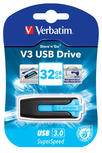 Verbatim Store 'n' Go V3 - Clé USB - 32 Go - USB 3.0 - bleu des Caraïbes 