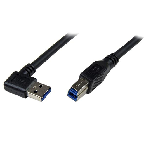 StarTech.com Câble USB 3.0 SuperSpeed A vers B coudé à angle droit de 90° 1 m - Câble USB 3.0 AB - M/M - 1x USB A (M) 1x USB B (M) Noir 1m - Câble USB - USB Type B (M) pour USB type A (M) - USB 3.0 - 1 m - moulé, connecteur coudé - noir - pour P/N: HB30A4