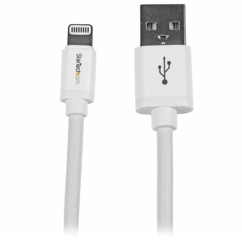 Startech Câble Apple® Lightning vers USB pour iPhone, iPod, iPad 2 m Blanc - Câble iPhone 5 - Chargeur Synchronisation Lightning - 2m - Câble Lightning - Lightning mâle pour USB mâle - 2 m - double blindage - blanc - pour P/N: KITBXAVHDPEU, KITBXAVHDPNA,