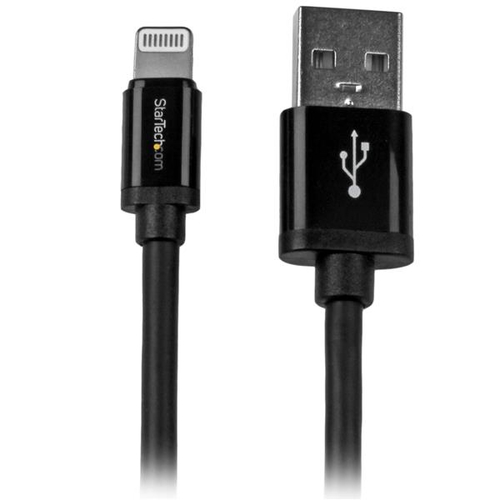 Startech Câble Apple® Lightning vers USB pour iPhone, iPod, iPad 2 m Noir - Câble iPhone 5 - Chargeur Synchronisation Lightning - 2m - Câble Lightning - Lightning mâle pour USB mâle - 2 m - double blindage - noir - pour P/N: ST4200MINI2, ST4200MINIC 