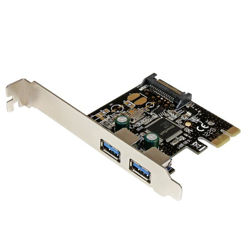 Startech Carte contrôleur PCIe à 2 ports USB 3.0 - Adaptateur PCI Express 2x USB Super Speed avec alimentation SATA - Adaptateur USB - PCI Express x1 - USB 3.0 x 2 - pour P/N: S3510SMU33, USB3S2ESATA3 