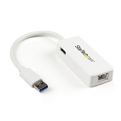 Startech Adaptateur réseau USB 3.0 vers Gigabit Ethernet - Convertisseur USB vers RJ45 avec 1 port USB intégré - M/F - Blanc - Adaptateur réseau - USB 3.0 - Gigabit Ethernet - blanc 