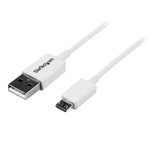 StarTech.com Câble Micro USB 2 m - A vers Micro B - Cordon Micro USB 2.0 - 1x USB A (M) 1x USB Micro B (M) - Blanc 2m - Câble USB - Micro-USB de type B (M) pour USB (M) - USB 2.0 - 2 m - moulé - blanc - pour P/N: USBEXTPAA1MW, USBEXTPAA2MW, USBEXTPAA3MW, 
