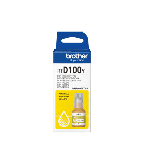 Brother BTD100Y - 48.8 ml - haute capacité - jaune - original - boîte de suspension - recharge d'encre - pour Brother DCP-T530DW, DCP-T730DW, MFC-T930DW 