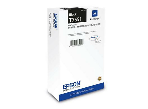 Epson T7551 - 100 ml - taille XL - noir - original - cartouche d'encre - pour WorkForce Pro WF-8090, WF-8590