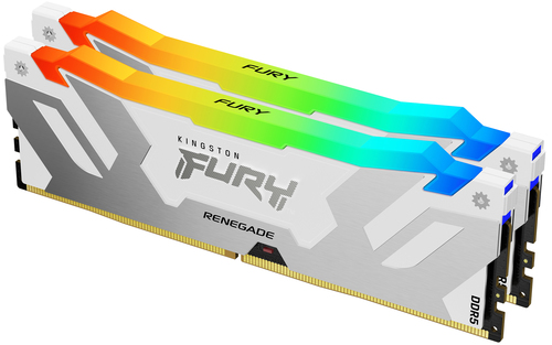 Kingston FURY Renegade RGB - DDR5 - kit - 32 Go: 2 x 16 Go - DIMM 288 broches - 6400 MT/s / PC5-51200 - CL32 - 1.4 V - mémoire sans tampon - on-die ECC - blanc, argent 