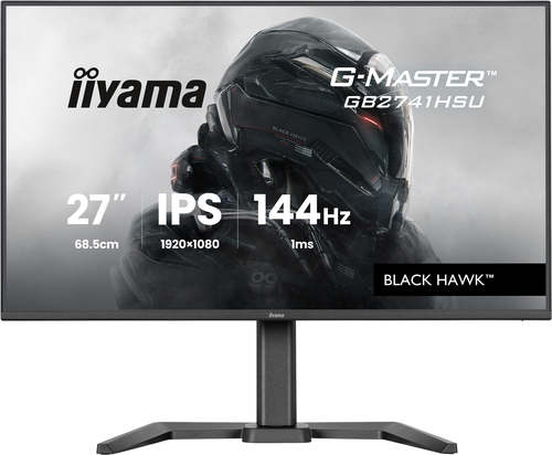iiyama G-MASTER Black Hawk GB2741HSU-B1 - Écran LED - jeux - 27" - 1920 x 1080 Full HD (1080p) @ 144 Hz - IPS - 350 cd/m² - 1500:1 - 1 ms - HDMI, DisplayPort - haut-parleurs - noir, mat 