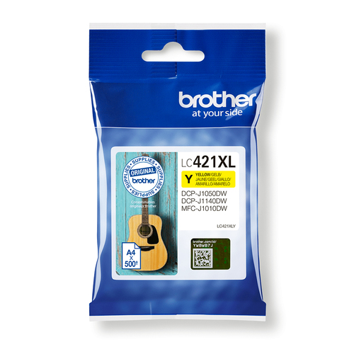Brother LC421XLY - À rendement élevé - jaune - original - cartouche d'encre - pour Brother DCP-J1140DW, DCP-J1800DW, MFC-J1010DW, MFC-J1012DW 