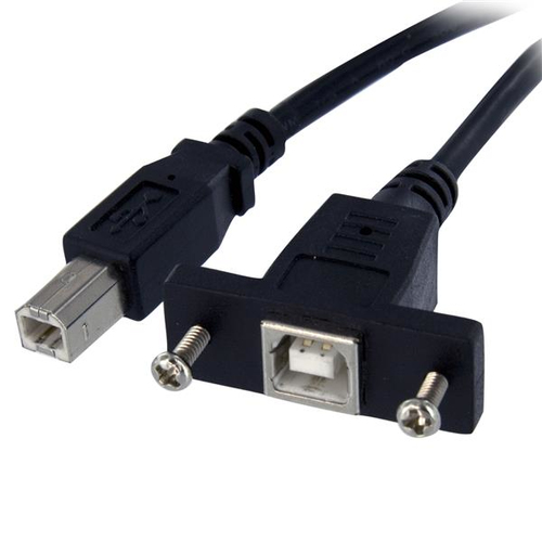 StarTech.com Câble USB Montage sur Panneau B Femelle vers B Mâle - Extension Panneau Montage USB F/M - Port USB B Femelle - 91 cm - Câble USB - USB type B (M) pour USB type B (F) - USB 2.0 - 90 cm - moulé - noir - pour P/N: USB2HAB10, USB2HAB15, USB2HAB30 