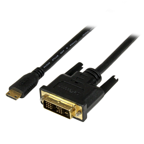 StarTech.com Câble Adaptateur Mini HDMI® vers DVI-D M/M pour Tablet et Caméra - 1x Mini HDMI (Type C) Mâle, 1x DVI-D (18+1) Mâle - 2 m - Câble adaptateur - DVI-D mâle pour 19 pin mini HDMI Type C mâle - 2 m - blindé - noir 