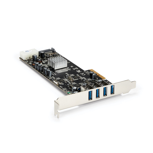 Startech Carte contrôleur PCI Express à 4 ports USB 3.0 avec 4 voies dédiées de 5 Gb/s, UASP et alimentation SATA / LP4 - Adaptateur USB - PCIe x4 - USB 3.0 x 4 - pour P/N: BNDTB10GI, BNDTB210GSFP, BNDTB310GNDP, BNDTB410GSFP, BNDTB4M2E1, BNDTBUSB3142 