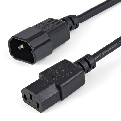 StarTech.com Câble / Cordon d'extension d'alimentation standard C13 vers C14 de 1m - Rallonge d'alimentation PC - Mâle / Femelle - Rallonge de câble d'alimentation - power IEC 60320 C13 pour IEC 60320 C14 - 1 m - noir