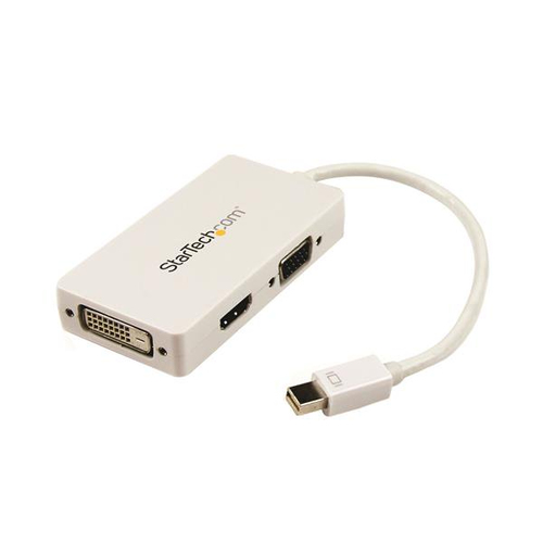 StarTech.com Adaptateur de voyage Mini DisplayPort vers DVI / VGA / HDMI pour MacBook - Convertisseur vidéo 3-en-1 - Blanc - Convertisseur vidéo - DisplayPort - DVI, HDMI, VGA - blanc - pour Apple MacBook Air 