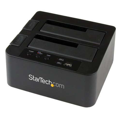 StarTech.com Duplicateur de Disque Dur 2 Baies, Cloneur HDD/SSD Autonome - Contrôleur de stockage - 2.5", 3.5" - SATA 6Gb/s - USB 3.0 - noir - pour P/N: SVA12M5NA 