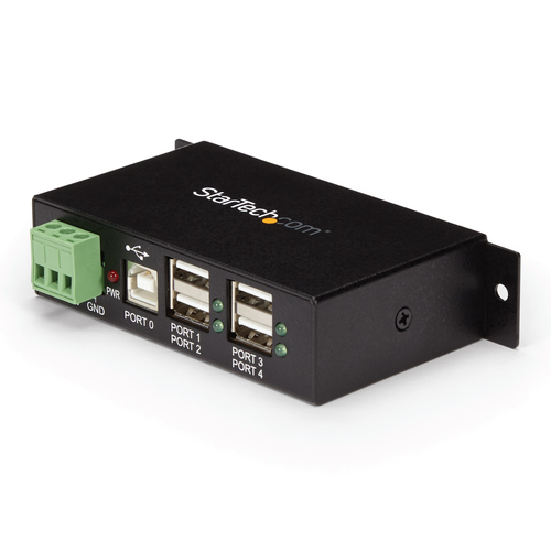 StarTech.com Hub USB 2.0 4 ports - Hub USB-A industriel en métal - Hub de données USB montable sur rail DIN, mur ou bureau - Hub d'extension USB conforme TAA - Concentrateur (hub) - 4 x USB 2.0 - Montage sur rail DIN - Tension CC - pour P/N: ITB20D3250, M 