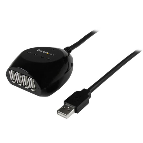 StarTech.com Câble d'extension / Rallonge USB 2.0 actif de 15m avec hub USB à 4 ports - Cordon USB A (Mâle) vers 4x USB A (Femelle) - Noir - Concentrateur (hub) - 4 x USB 2.0 - de bureau - pour P/N: SVA5H2NEUA