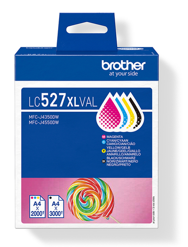 Brother LC527XL Value Pack - Pack de 4 - à rendement élevé - noir, jaune, cyan, magenta - original - boîte de suspension - cartouche d'encre - pour Brother MFC-J4350DW, MFC-J4550DW, MFC-J6760DW 