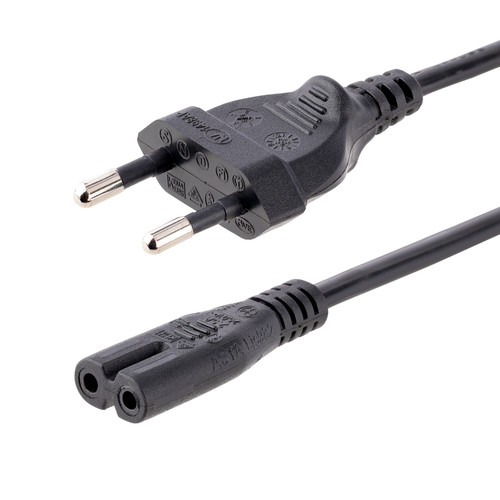 StarTech.com Cordon d'alimentation bipolaire standard EU vers IEC 320 C7 1m pour PC portable - Câble secteur européen vers C7 - M/F - Noir - Câble d'alimentation - power IEC 60320 C7 pour Europlug (M) - CA 250 V - 1 m - noir - Europe
