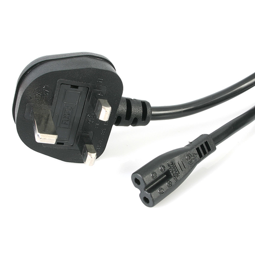 StarTech.com Cordon d'alimentation bipolaire BS1363 vers IEC 320 C7 de 1m pour PC portable - Câble secteur UK vers C7 - M/F - Noir - Câble d'alimentation - power IEC 60320 C7 pour BS 1363 (M) - CA 250 V - 1 m - noir - Royaume-Uni