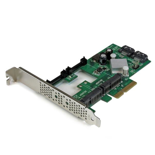 Startech Carte contrôleur / Adaptateur PCI Express 2.0 RAID vers 2 ports SATA III 6 Gb/s avec 2 slots mSATA et HyperDuo SSD Tiering - Contrôleur de stockage (RAID) - 4 Canal - SATA 6Gb/s / mSATA - profil bas - RAID 0, 1, 10, JBOD - PCIe 2.0 x4 - pour P/N: 