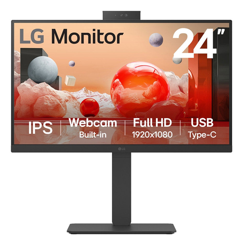 LG 24BA850-B - BA850 Series - écran LED - 24" (23.8" visualisable) - 1920 x 1080 Full HD (1080p) @ 100 Hz - IPS - 250 cd/m² - 1300:1 - 5 ms - HDMI, DisplayPort, USB-C - haut-parleurs - business 