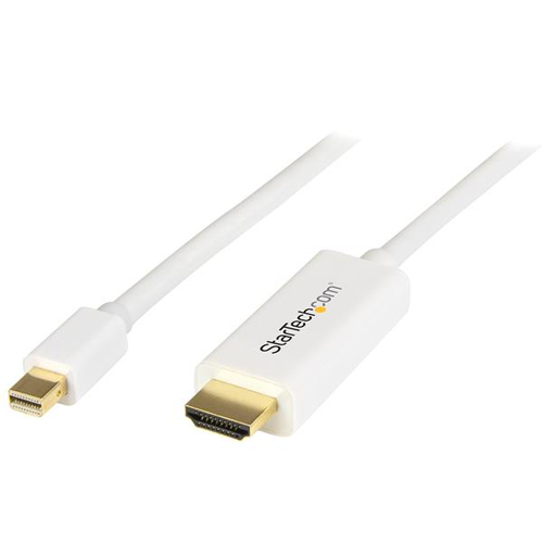 StarTech.com Câble adaptateur Mini DisplayPort vers HDMI de 2 m - Convertisseur Mini DP vers HDMI avec câble intégré - M/M - 4K - Blanc - Câble adaptateur - Mini DisplayPort mâle pour HDMI mâle - 2 m - blanc - support 4K 