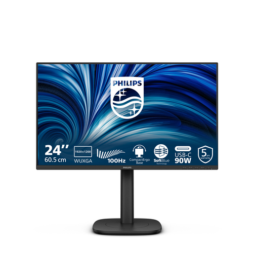 Philips 24B2U3301D - Écran LED - 24" - 1920 x 1200 WUXGA @ 100 Hz - IPS - 300 cd/m² - 1500:1 - 4 ms - HDMI, DisplayPort, USB-C - haut-parleurs - noir 