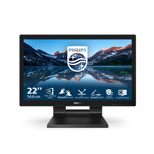 Philips B Line 222B9T - Écran LED - 22" (21.5" visualisable) - écran tactile - 1920 x 1080 Full HD (1080p) @ 60 Hz - VA - 3000:1 - HDMI, DVI-D, VGA, DisplayPort - haut-parleurs - noir 